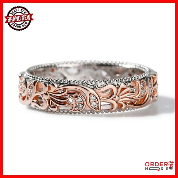 Sterling Silver Floral Ring Size 6 Hollow Carved Stackable Promise Band